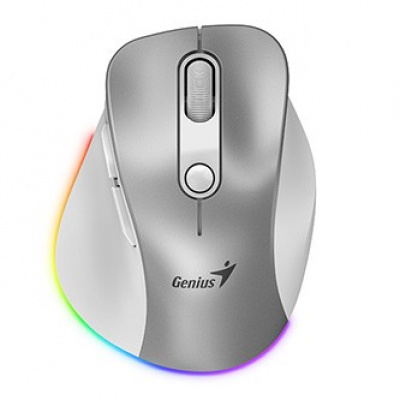 Mouse senza fili, Genius Ergo 9000S Pro 31030039402, argento, ottica, 2400DPI