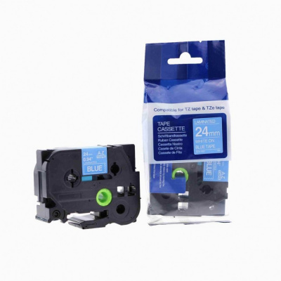 Nastro compatibile con Brother TZ-555 / TZe-555, 24mm x 8m, testo bianco / sfondo blu