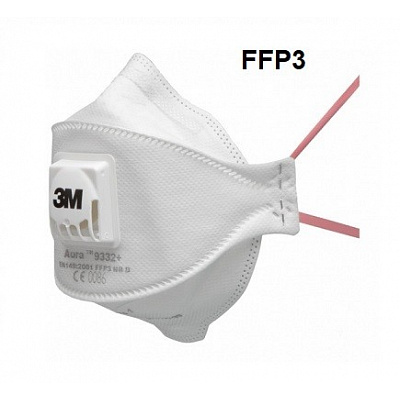 3M 9332+ Aura™ Semimaschera filtrante con valvola di espirazione (FFP3)