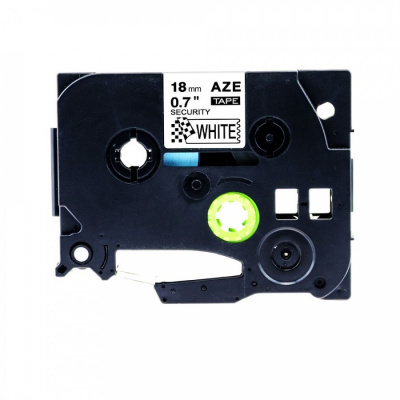 Nastro compatibile con Brother TZ-SE4/TZe-SE4, 18mm x 8m sicurezza, testo nera/sfondo bianco