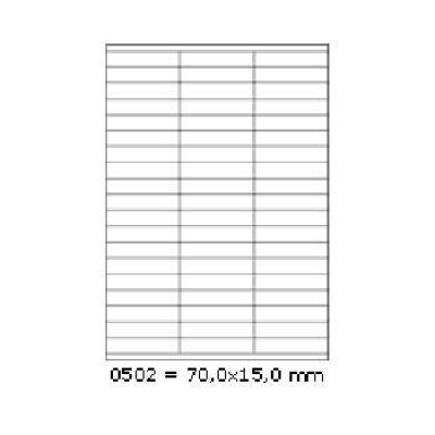 Etichette autoadesive 70 x 15 mm, 57 etichette, A4, 100 fogli