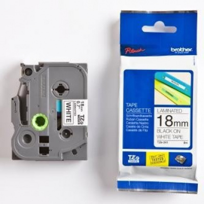 Brother TZ-241 / TZe-241, 18mm x 8m, testo nera / sfondo bianco, nastro originale