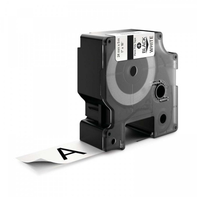 Nastro compatibile con Dymo 1734523, 24mm x 5, 5m testo nera / sfondo bianco, poliestere