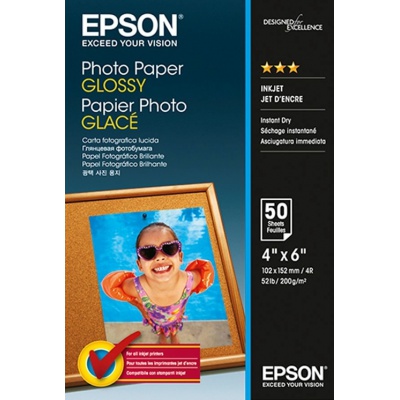 Epson Premium Glossy Photo Paper, carta fotografica, lucido, bianco, 10x15cm, 200 g/m2, 50 pz C13S042547, getto d'inchiostro