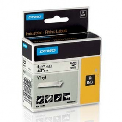 Dymo Rhino 18443, S0718580, 9mm x 5.5m testo nera / sfondo bianco, nastro originale