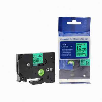 Nastro compatibile con Brother TZ-731 / TZe-731, 12mm x 8m, testo nera / sfondo verde