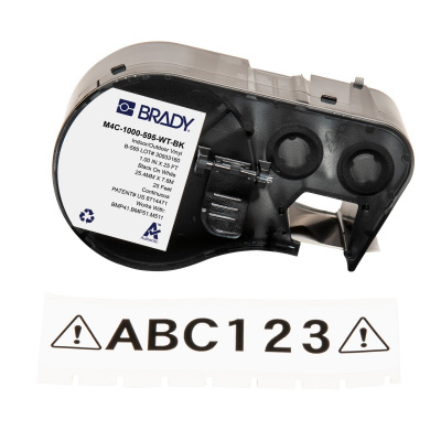Brady M4C-1000-595-WT-BK / 170833, 25.40 mm x 7.62 m, Vinile, testo nero / sfondo bianco