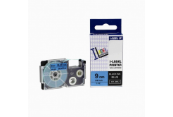 Nastro compatibile con Casio XR-9BU1, 9mm x 8m testo nera / sfondo blu