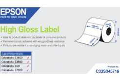 Epson C33S045719 High Gloss, per ColorWorks, 102x152mm, 800pz, bianco etichette autoadesive