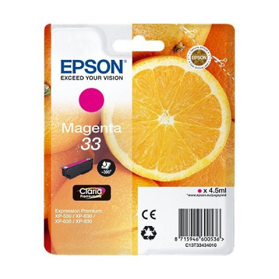 Epson T33434012, T33 magenta (magenta) cartuccia originale