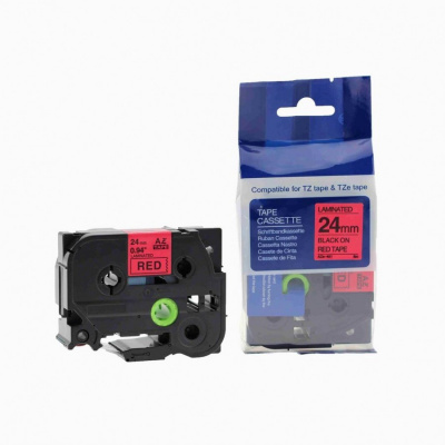 Nastro compatibile con Brother TZ-451 / TZe-451, 24mm x 8m, testo nera / sfondo rosso
