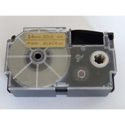 Nastro compatibile con Casio XR-24GD1 24mm x 8m testo nera / sfondo d'oro