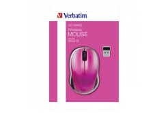 Verbatim Mouse Go Nano 49043, 1600DPI, 2.4 [GHz], ottica, 3sp\., senza fili, rosa, 2 pz AA