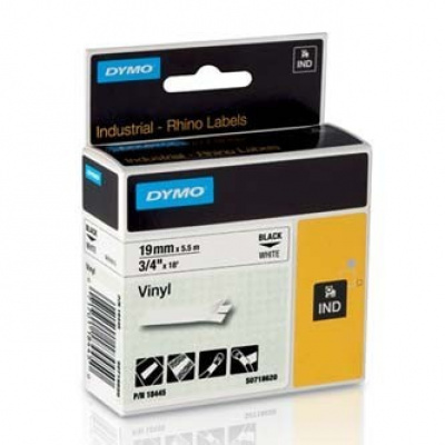 Dymo Rhino 18445, S0718620, 19mm x 5,5m testo nera / sfondo bianco, nastro originale
