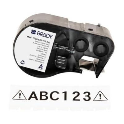 Brady M4C-500-595-CL-WT / 170822, 12.70 mm x 6.10 m, Vinile, testo bianco / sfondo trasparente