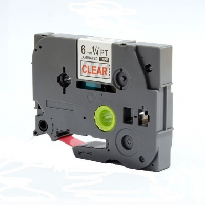 Nastro compatibile con Brother TZ-112 / TZe-112, 6mm x 8m, testo rossa / nastro trasparente