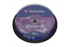 Verbatim DVD+R, Matt Silver, 43498, 4.7GB, 16x, spindle, 10-pack, bez možnosti postampau, 12cm, pro archivaci dat