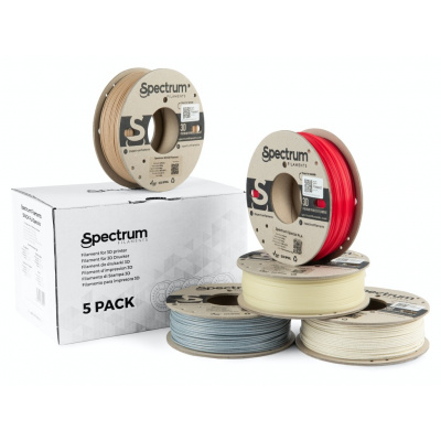 Spectrum 80754 3D filamento, PLA specials, 1,75mm, 5x250g, bianco, Beige, Rosso, Marrone, Verde (Mix Stone Light, Stone dark, Thermoactiv red, Wood oak, Glow green)