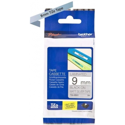 Brother TZE-M921  TZ-M921, 9mmx8m, testo nera/ nastro argento opaco, nastro originale