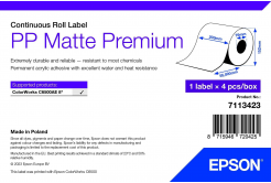 Epson 7113423 PP Matte, per ColorWorks, 210mmx55m, polypropylen, bianco etichette autoadesive