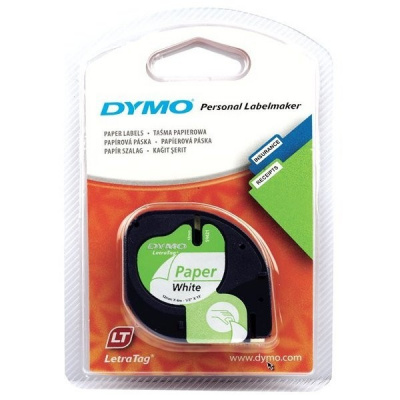 Dymo LetraTag 59421, S0721500, 12mm x 4m testo nera / sfondo bianco, nastro originale