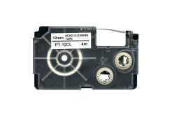 Casio XR-12CL, 12mm x 4m, testo nera / sfondo bianco, pulizia, nastro compatibile