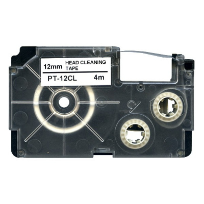 Casio XR-12CL, 12mm x 4m, testo nera / sfondo bianco, pulizia, nastro compatibile