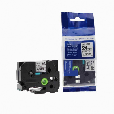 Nastro compatibile con Brother TZ-251 / TZe-251, 24mm x 8m, testo nera / sfondo bianco