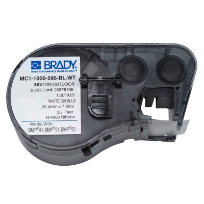 Brady MC1-1000-595-BL-WT / 131594, nastro autoadesivo 25.40 mm x 7.62 m