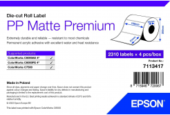 Epson 7113417 PP Matte, per ColorWorks, 102x51mm, 2310pz, polypropylen, bianco etichette autoadesive