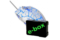 E-blue Mouse Cobra EMS624WHCA-IU, 2500DPI, ottica, 6sp\., wired USB, bianco-blu, gaming, e-box