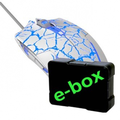 E-blue Mouse Cobra EMS624WHCA-IU, 2500DPI, ottica, 6sp\., wired USB, bianco-blu, gaming, e-box
