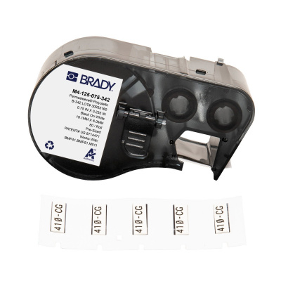 Brady M4-125-075-342 / 170721, 19.05 mm x 5.97 mm, Polyolefin, testo nera / sfondo bianco