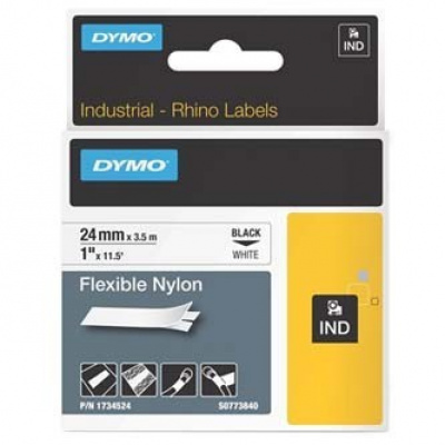 Dymo Rhino 1734524, S0773840, 24mm x 3,5m, testo nera/sfondo bianco, nastro originale