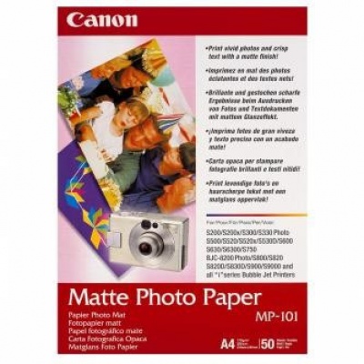 Canon 7981A005 Matte Photo Paper, carta fotografica, opaco, bianco, A4, 170 g/m2, 50 pz MP-101 A4, getto d'inchiostro