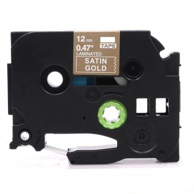 Nastro compatibile con Brother TZ-MQ835/TZe-MQ835, 12mm x 5m, testo bianco / chiaro sfondo d'oro