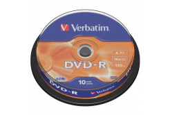 Verbatim DVD-R, Matt Silver, 43523, 4.7GB, 16x, spindle, 10-pack, bez možnosti postampau, 12cm, pro archivaci dat