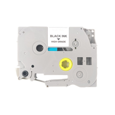 Nastro compatibile con Brother HGe-651, 24mm x 8m, testo nera / nastro giallo, alta velocitá