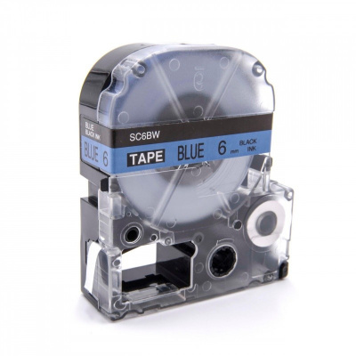 Epson LK-2LBP, SC6BW, 6mm x 9m, testo nera / sfondo blu, nastro compatibile