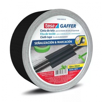 Tesa 53949 Matt Gaffer Tape, nero opaco tessuto nastro, 50 mm x 50m