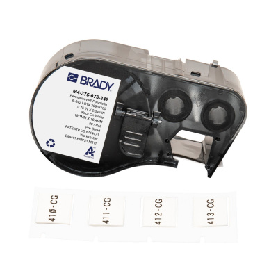Brady M4-375-075-342 / 170722, 19.05 mm x 16.38 mm, Polyolefin, testo nera / sfondo bianco