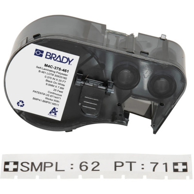 Brady M4C-375-461 / 170875, 9.53 mm x 7.62 m, Poliestere, testo nero / sfondo bianco
