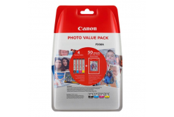 Canon CLI-571 0386C006 Bk+C+M+Y multipack cartuccia originale + carta fotografica 50x (10x15)