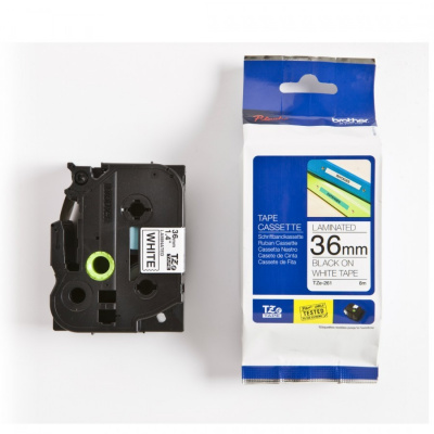 Brother TZ-261 / TZe-261, 36mm x 8m, testo nera / sfondo bianco, nastro originale