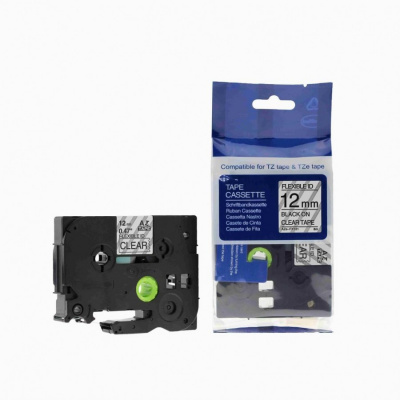 Nastro compatibile con Brother TZ-FX131/TZe-FX131, 12mm x 8m, flexi testo nera / nastro trasparente