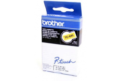 Brother TC-691, 9mm x 7,7m, testo nera / sfondo giallo, nastro originale