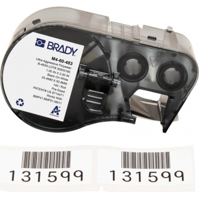 Brady M4-60-483 / 170772, 25.40 mm x 50.80 mm, Polyester, testo nera / sfondo bianco