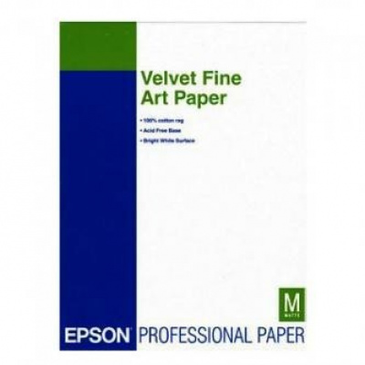 Epson Velvet Fine Art Paper S041637 C13S041637, 260 g/m2, A3+, 20pz, velluto, bianco, carta fotografica