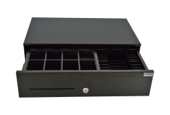 Virtuos pokladní zásuvka SK-500CB s kabelem, kov. pořadač 8/8, 9-24V, černá