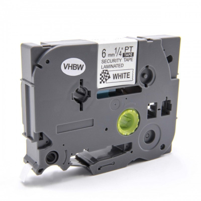 Nastro compatibile con Brother TZ-SE1 / TZe-SE1, 6mm x 8m, testo nera / nastro bianco, sicurezza